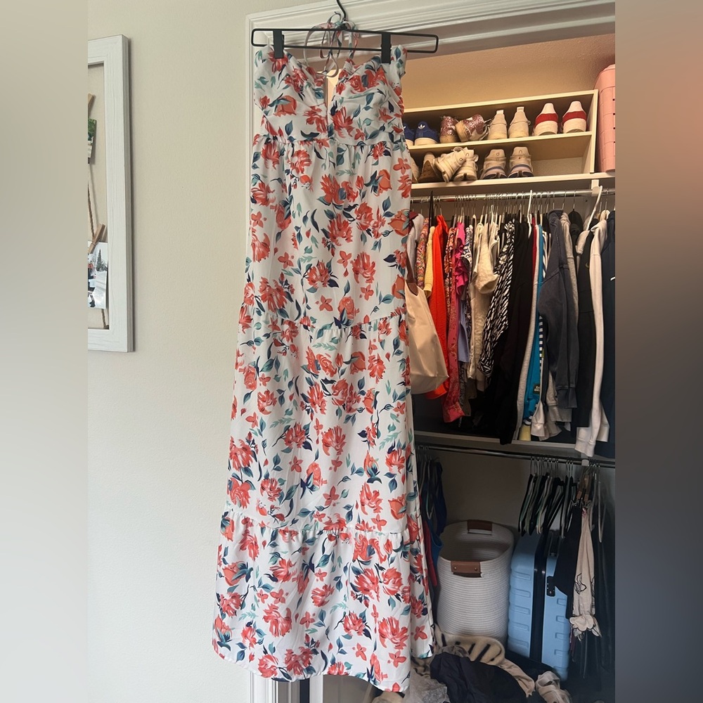 Floral Dress with halter neck bow